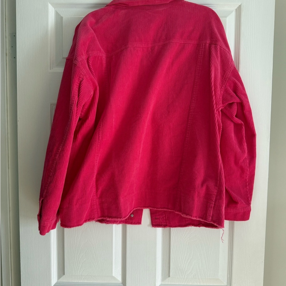 Hot Pink corduroy women’s button-up jacket size large - Picture 3 of 4